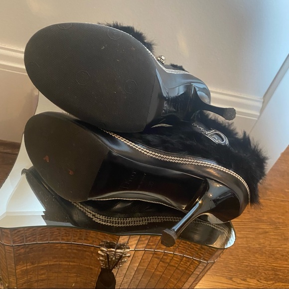 DIOR by Christian Dior Black Ankle Fur Boots Size 7 - Picture 8 of 8